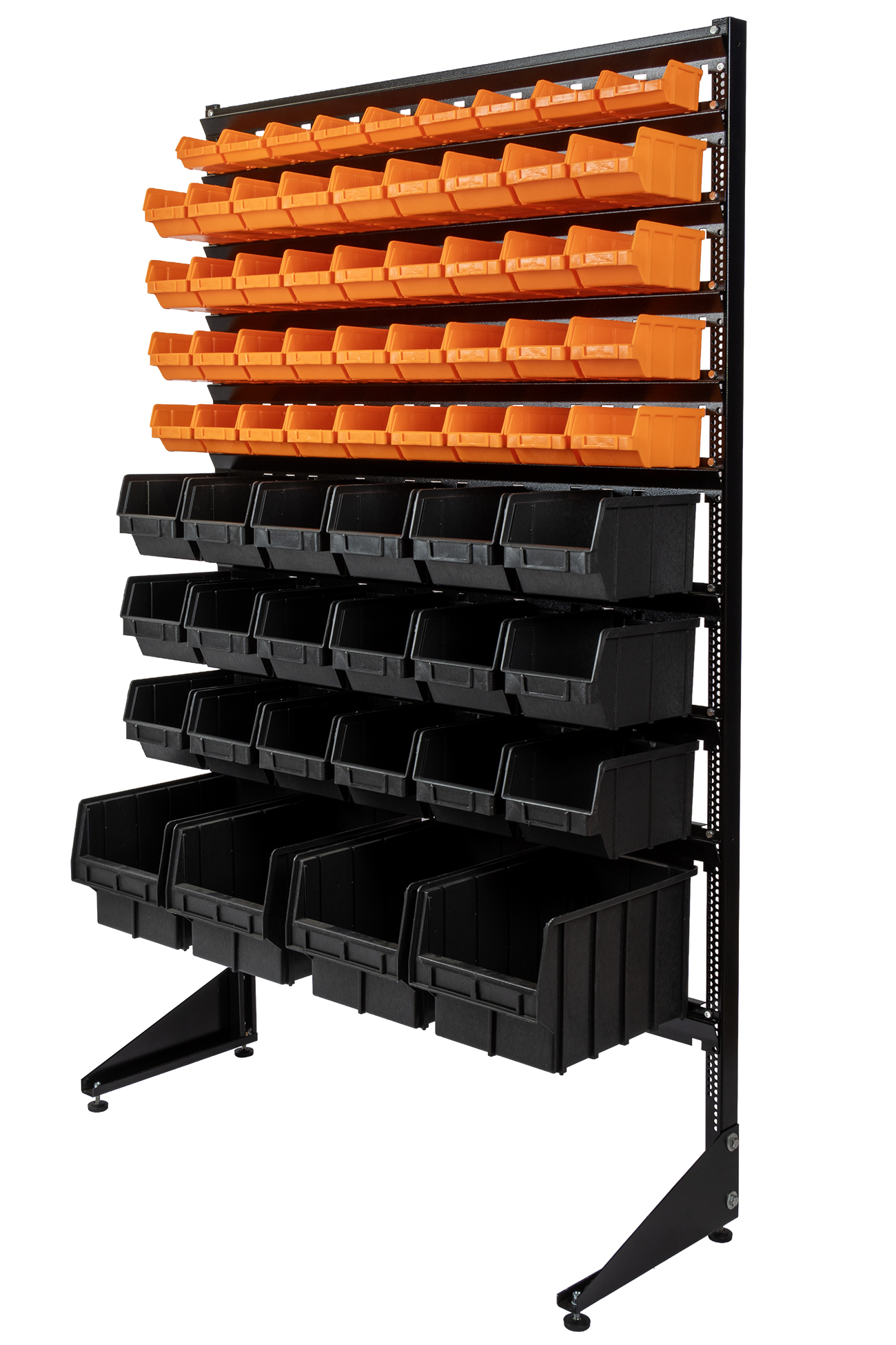Металлическая стойка с лотками для швейной мастерской